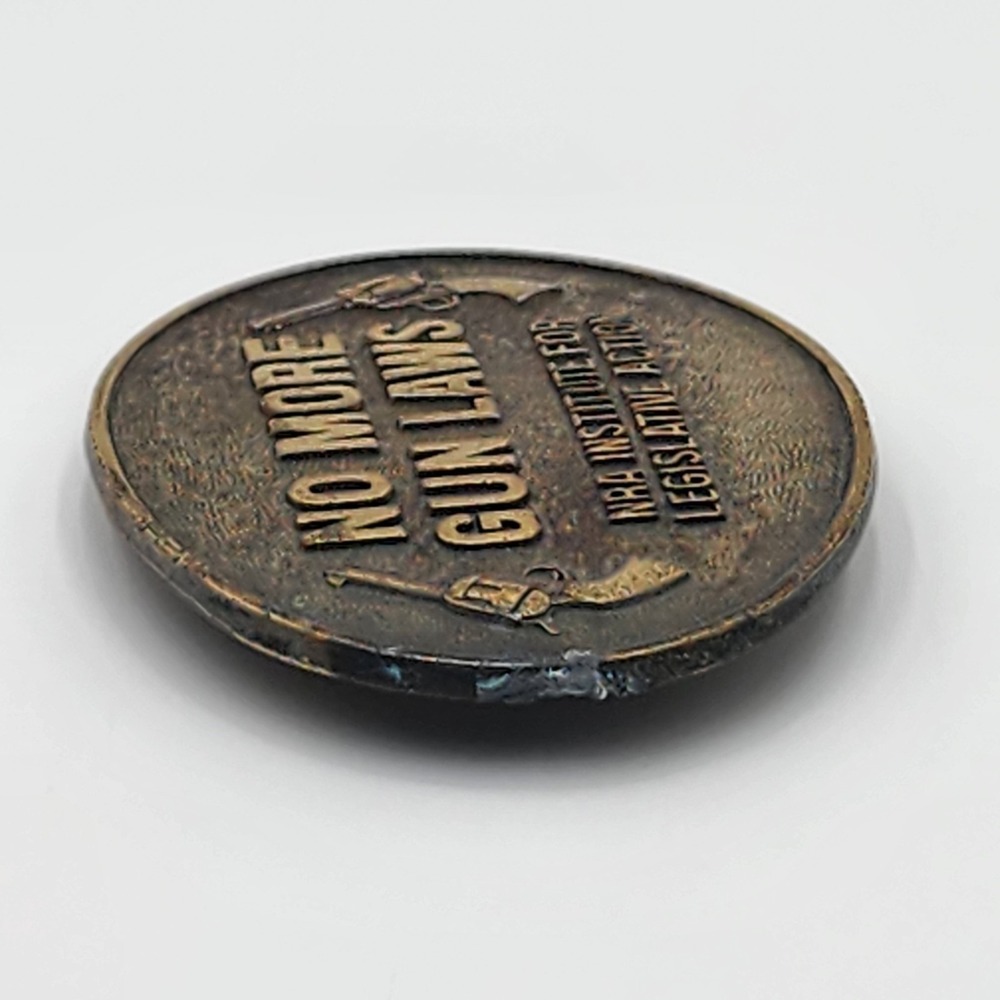 Vintage No More Gun Laws Belt Buckle National Rifle Association Norman Foundry - Picture 3 of 6